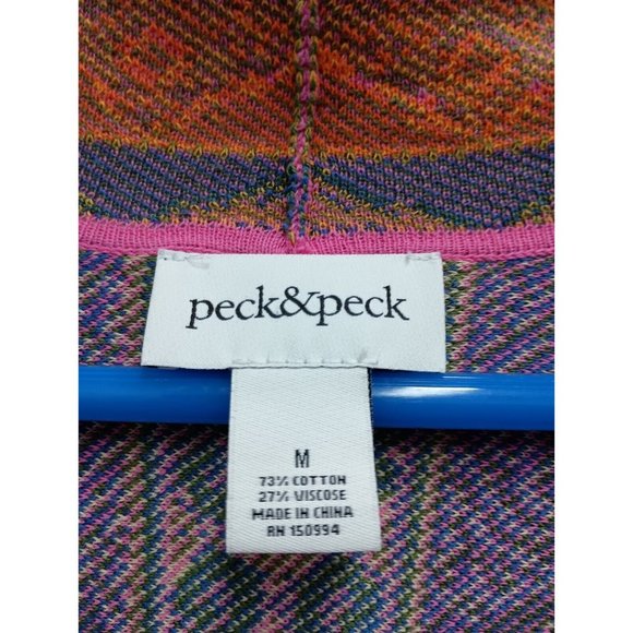 Peck:&Peck Womens BOHO Cardigan Medium Blue Orange Paisley Open Colorful - Picture 4 of 9